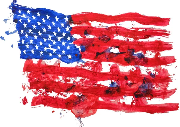 Vereinigte Staaten Von Amerika Flagge Von Hand Und Aquarelle Gemalt — Stockvektor