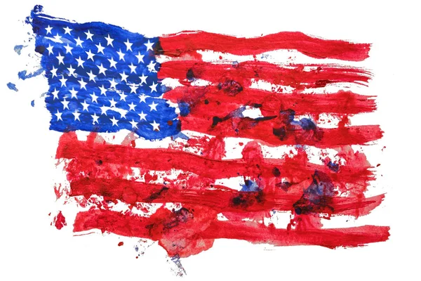 Amerikai Zászló Kézzel Festett Akvarelljei — Stock Fotó