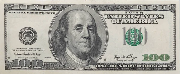 Die Vorderseite Der 100 Dollar Banknote Die Zahlen Werden Gelöscht — Stockfoto