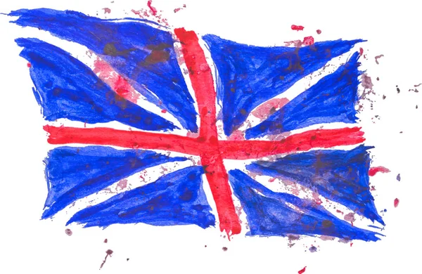 Große Britische Flagge Von Hand Bemalt Und Aquarelle Eps10 Vektor — Stockvektor