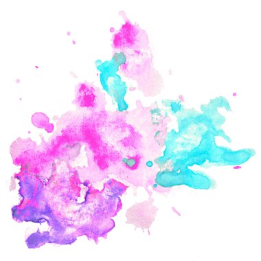 Renkli Sulu Boya lekeleri beyaz arka plan, metin tasarım, web, etiket, kart, zemin, etiket için leke üzerinde izole çizilmiş kağıt doku el.