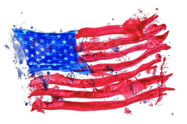 Estados Unidos América Bandeira Pintada Mão Aquarelas — Fotografia de Stock