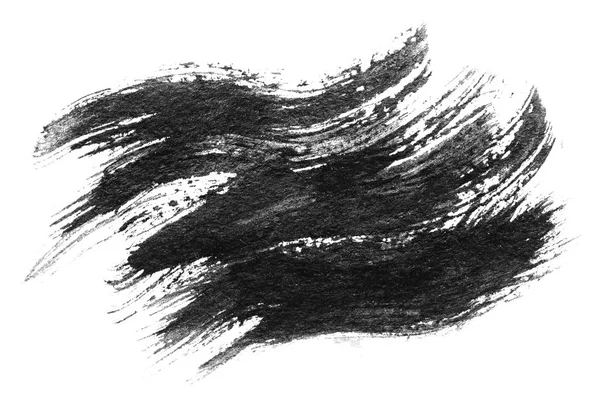 Pintura Textura Acuarela Negra Pincelada Aislada Sobre Fondo Blanco —  Fotos de Stock