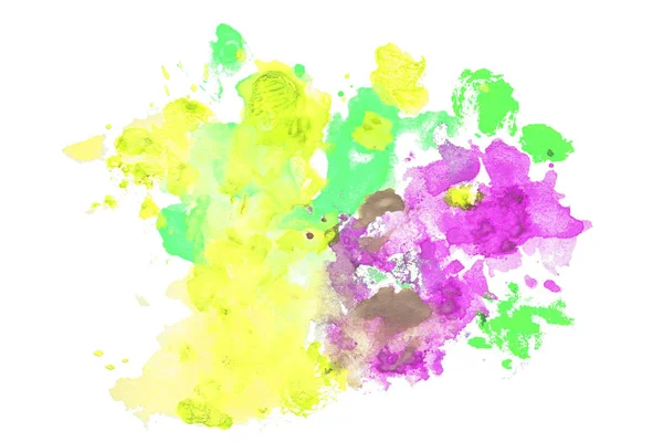 Manchas Acuarela Coloridas Textura Papel Dibujado Mano Aislada Sobre Fondo — Foto de Stock