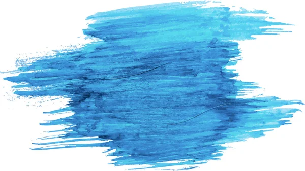 Blå Vattenfärg Textur Paint Fläck Penseldraget Isolerad Vit Bakgrund Eps — Stock vektor