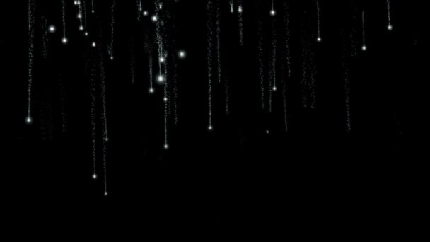流星阵雨背景与下落发光彗星小行星和星在空间在黑色背景下 — 图库视频影像