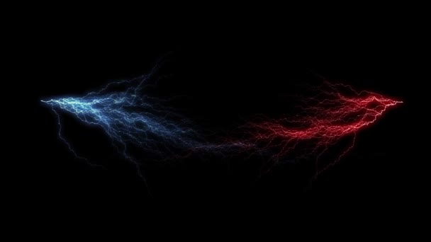 Dos Iluminaciones Eléctricas Plasma Rojo Azul Fuego Hielo Fondo Abstracto — Vídeos de Stock