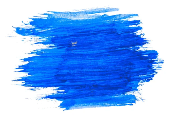 Bleu Aquarelle Texture Peinture Tache Coup Pinceau Isolé Sur Fond — Photo