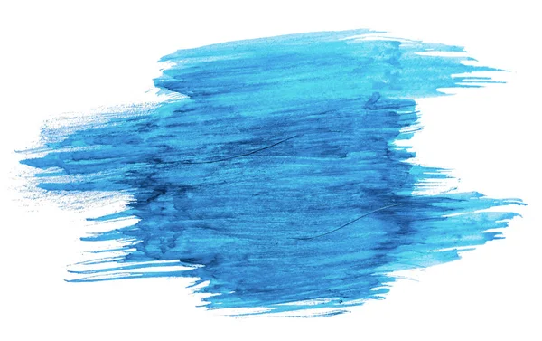 Bleu Aquarelle Texture Peinture Tache Coup Pinceau Isolé Sur Fond — Photo