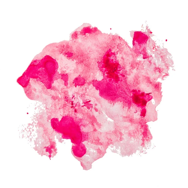 Розовый Акварель Пятна Ручной Работы Текстура Бумаги Изолированы Белом Фоне — стоковое фото