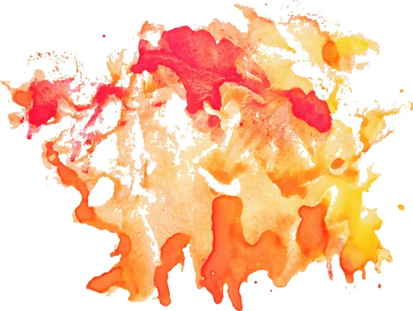 Экспрессивное Абстрактное Акварельное Пятно Брызгами Капельками Желтого Оранжево Красного Цвета — стоковый вектор