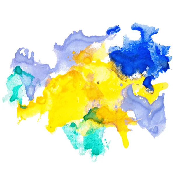 Manchas Acuarela Coloridas Textura Papel Dibujado Mano Aislada Sobre Fondo — Foto de Stock
