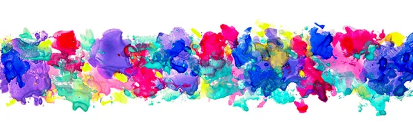 鲜艳的水彩污渍 用于装饰海报 传单等 彩虹色 粉红色 — 图库照片