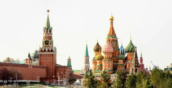 Kremlin Moscou Cathédrale Saint Basile Sur Place Rouge Moscou Russie — Photo