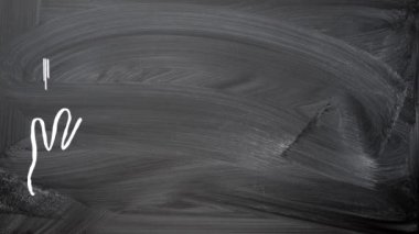 Siluet tebeşir çizimleri animasyon bir kara tahta üzerinde reklam çerçeve. Bir parça kağıda holding eller tasarım düz. Çerçevenin içindeki metni kopya alanı sayfası.