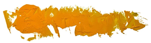 Long Hand Drawn Oil Painting Yellow Brush Stroke Isolated White — ストックベクタ