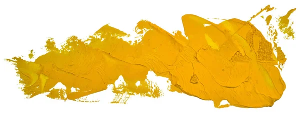 手描き油絵白を背景に孤立黄色のブラシストローク — ストックベクタ