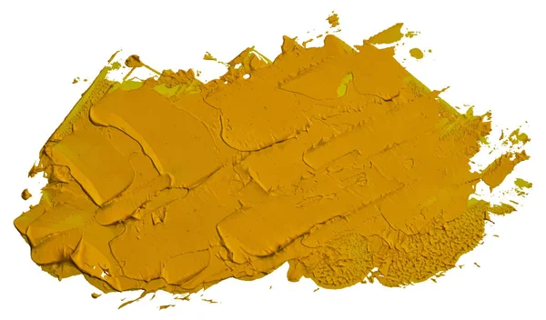Ręcznie Rysowany Obraz Olejny Żółty Pociągnięcie Pędzla Izolowane Białym Tle — Wektor stockowy