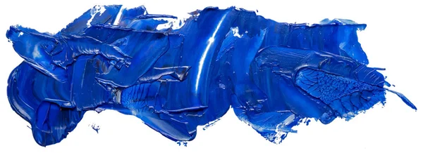 Hand Drawn Isolated Paintbrush Stripe Dirty Blue Color Oil Splatter — Stock Vector