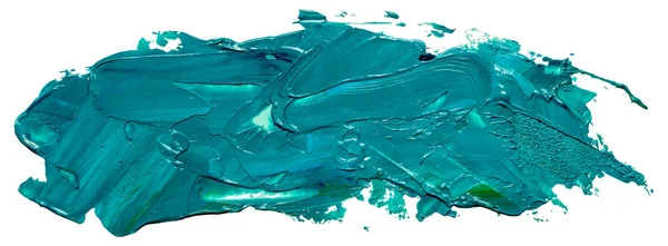 Ręcznie Rysowany Pojedynczy Pasek Pędzla Brudnym Zielonym Niebieskim Olejkiem Tekstura — Wektor stockowy