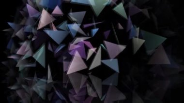 soyut geometrik şekiller üçgenler siyah arkaplan üzerinde hareket ederler.