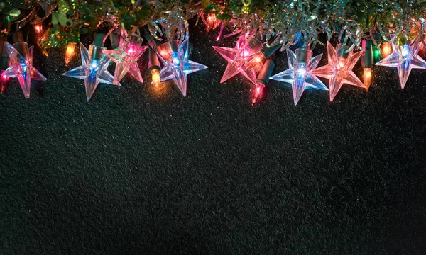 Ghirlande Luminose Forma Stella Calda Decorazioni Festive Con Spazio Copiare — Foto Stock