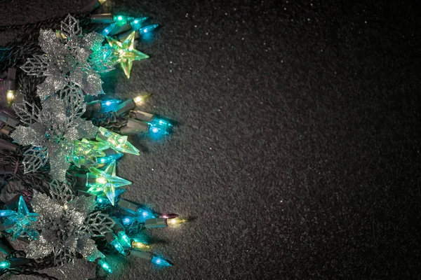 Estrela Forma Guirlandas Leves Decorações Festivas Com Espaço Cópia Conceito — Fotografia de Stock