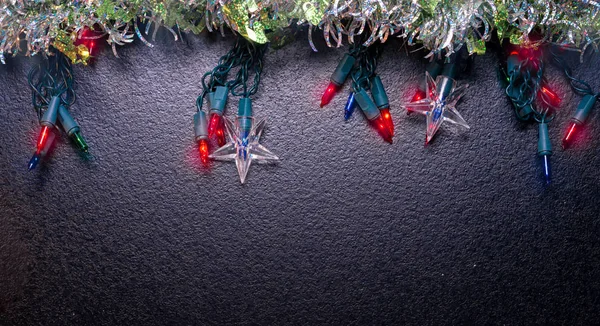 Estrela Forma Guirlandas Leves Decorações Festivas Com Espaço Cópia Fundo — Fotografia de Stock