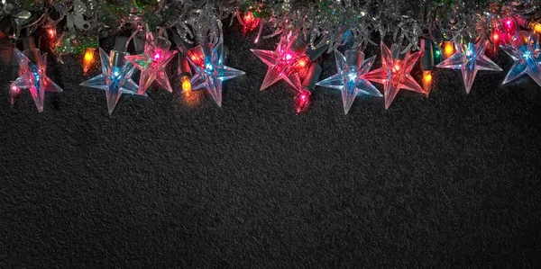 Ghirlande Luminose Forma Stella Calda Decorazioni Festive Con Spazio Copiare — Foto Stock