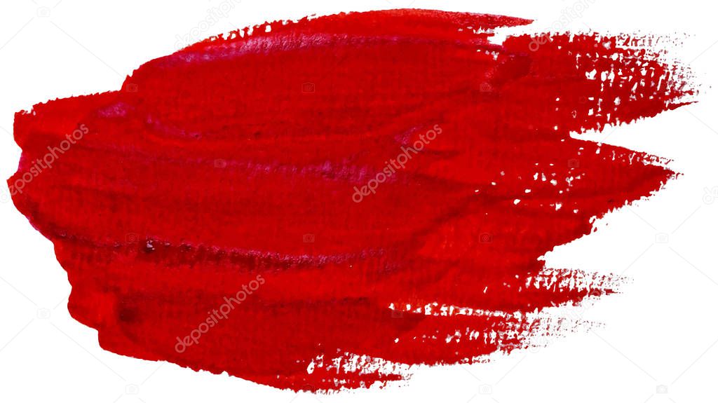 Hand drawn isolated paintbrush gouache stripe with dirty red color eps 10 vector illustration
