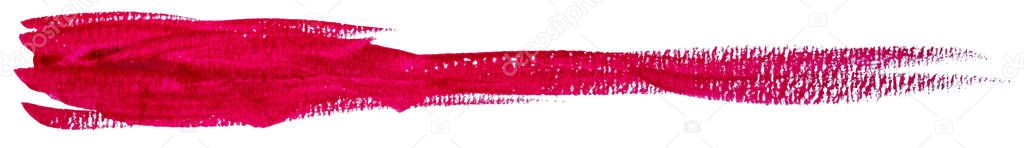 Hand drawn isolated long narrow paintbrush gouache stripe with dirty red color eps 10 vector illustration