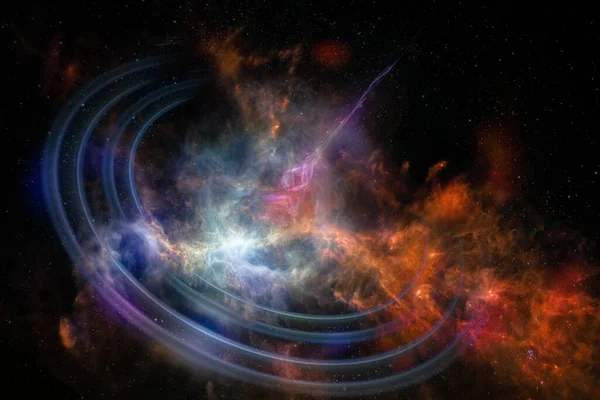 Коллаж Космосе Наука Черная Дыра Кольцами Внешнем Пространстве Элементы Этого — стоковое фото