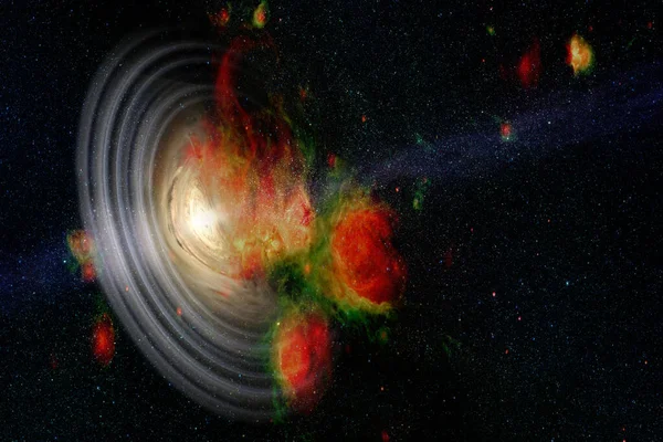 우주에서 콜라주를 있습니다 우주에 환상적 블랙홀입니다 Nasa 이미지의 — 스톡 사진