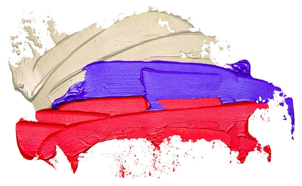 Russische Flagge Strukturierte Ölfarbe Pinselstrich Isoliert Auf Weißem Hintergrund — Stockfoto