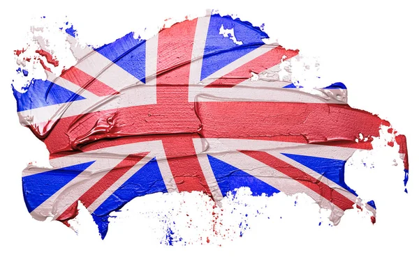 Bandeira Grã Bretanha Texturizado Pincel Pincel Óleo Isolado Fundo Branco — Fotografia de Stock
