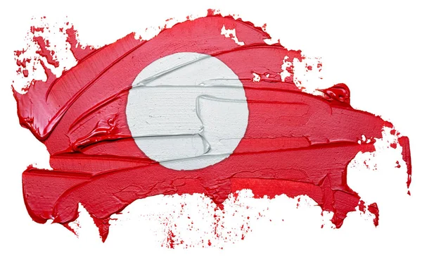 Pincelada Pintura Óleo Texturizada Bandera Japonesa Aislada Sobre Fondo Blanco — Foto de Stock