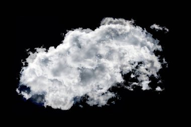Siyah arkaplanda izole edilmiş tek bir beyaz dramatik bulut. Mükemmel bir ekleme için ışık kipinde resminizin üzerinde kullanın.