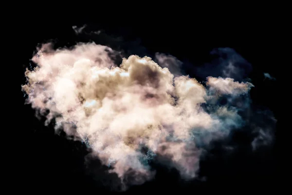 Singola Nube Bianca Tramonto Isolata Sfondo Nero Modello Aggiungere Cielo — Foto Stock