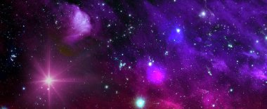 Nebula ve parlayan yıldızlarla dolu bir arka plan. Yıldız tozu ve Samanyolu ile renkli kozmos. Sihirli renkli galaksi. Sonsuz evren ve yıldızlı gece. Bu görüntünün elementleri NASA tarafından desteklenmektedir.