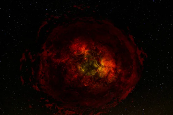 Темно Червоне Світіння Гігантського Енергетичного Поля Космосі Зіткнення Частинок Високих — стокове фото