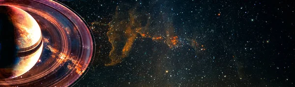 Dış Uzayda Halkaları Olan Satürn Görüntünün Elementleri Nasa Tarafından Desteklenmektedir — Stok fotoğraf