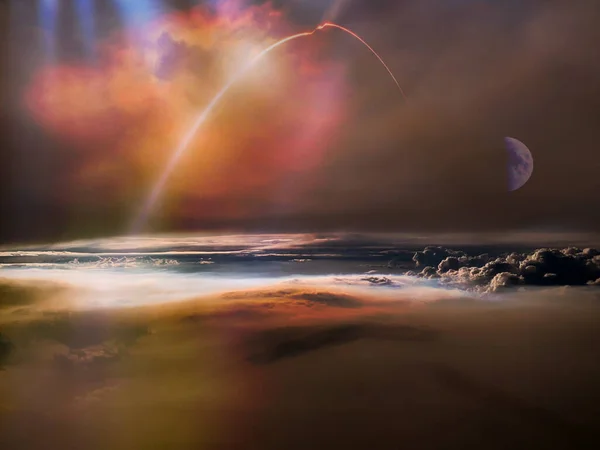 ミサイル発射 宇宙シャトルの空中ビューが雲の上に離陸し Nasaによって提供されたこの画像の要素 — ストック写真