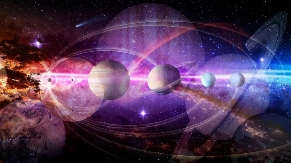 宇宙の概念の夢 星空の中で惑星や銀河のコラージュ Nasaによって提供されたこの画像の要素 — ストック写真
