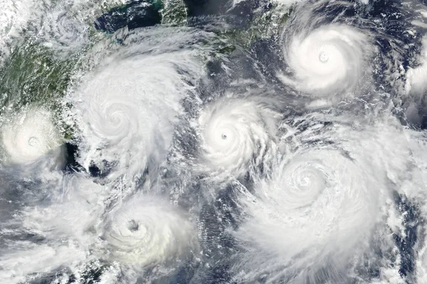 ハリケーンの多いコラージュ Nasaによって提供されたこの画像の要素 — ストック写真