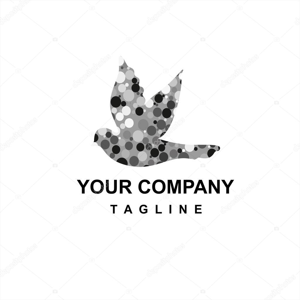 black grey dot bird digital company logo and vector icon