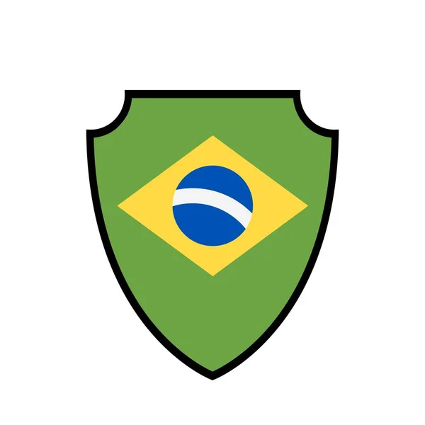 Shield flag of Brazil vector logo and icon — Stock Vector