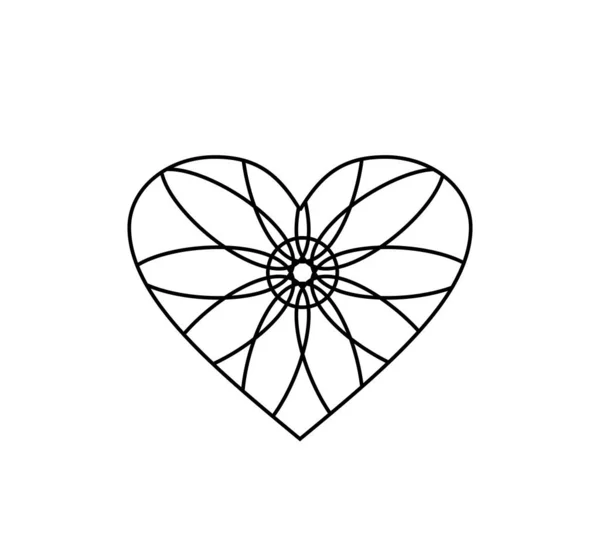 Kwiat serce kształt linii sztuka logo i wektor ikona — Wektor stockowy