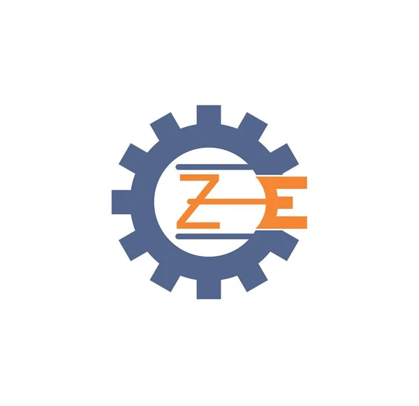 Enkel växel form Ze initialer logotyp och vektor ikon — Stock vektor