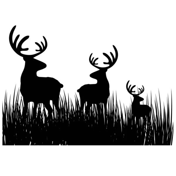 Cerfs Bois Dans Champ Herbe Illustration Icône — Image vectorielle