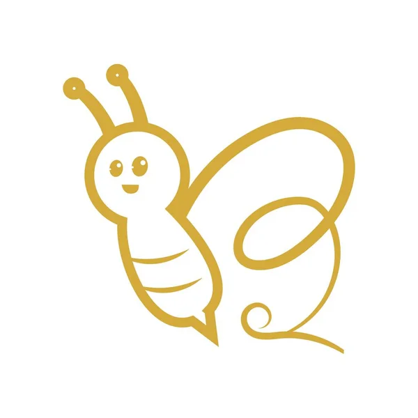 Inicjały Logo Kształtu Pszczoły Ikonie Wektorowej — Wektor stockowy
